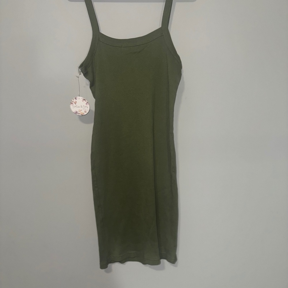 NWT Jolie & Joy Olive Green Ribbed Bodycon Mini Dress Sleeveless Plus Size 1X